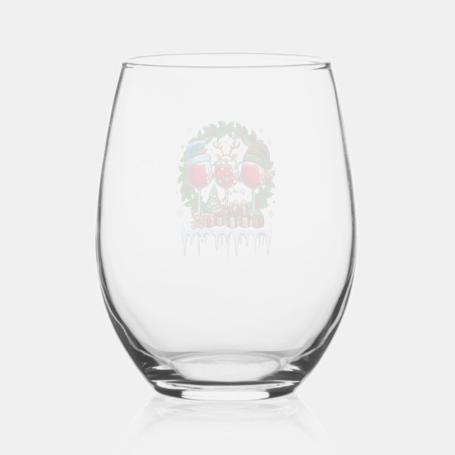 Verres à vin rouge de Noël Couronne de houx Bonhom (Recto)