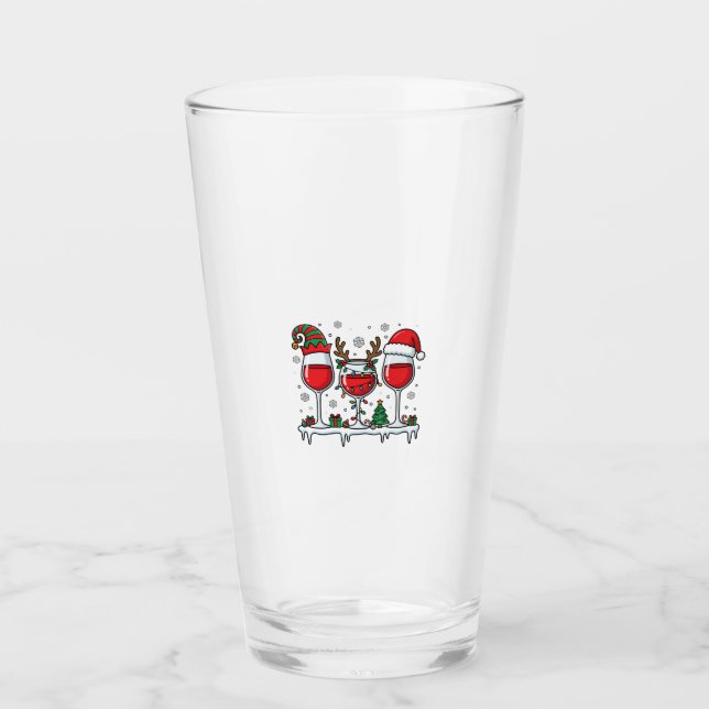 Verres à vin rouge de Noël Vecteur de vacances (Devant)