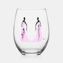 Verres à vin sans pied 16 oz Les Femmes Rose