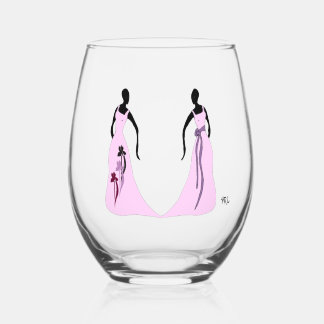 Verres à vin sans pied 16 oz Les Femmes Rose