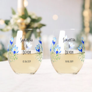 Verres à vin sans pied Crocus Bleus