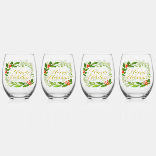 Verres à vin sans pied 'Joyeuses Fêtes'