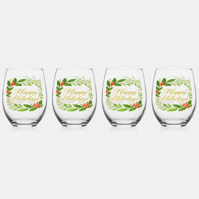 Verres à vin sans pied 'Joyeuses Fêtes' (Dos)