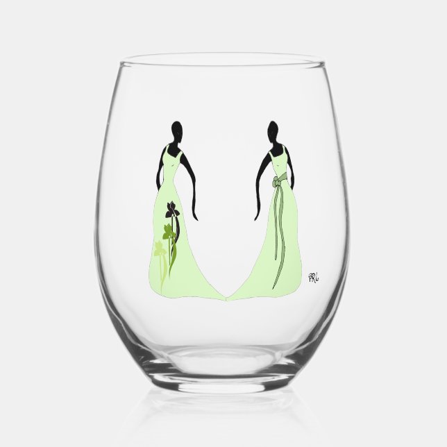 Verres à vin sans pied Les Femmes 16 oz. Vert (Recto)