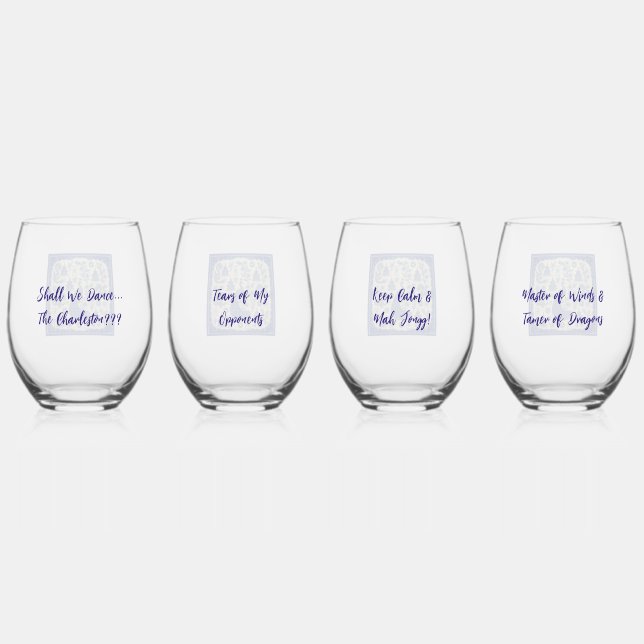 Verres à vin Toile Mahjong Fantaisistes - Set de 4 (Recto)
