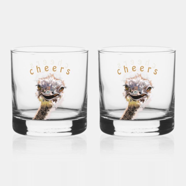 Verres à Whisky avec Autruche Drôle - Santé (Recto)
