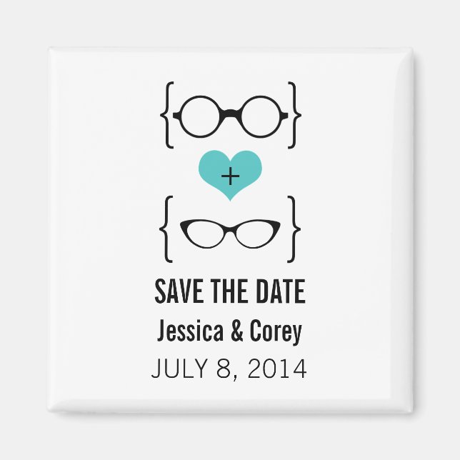 Verres Aqua Geeky Save the Date Magnet (Devant)