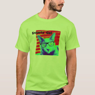 Verres de chat de je-sais-tout de vert du T-shirt
