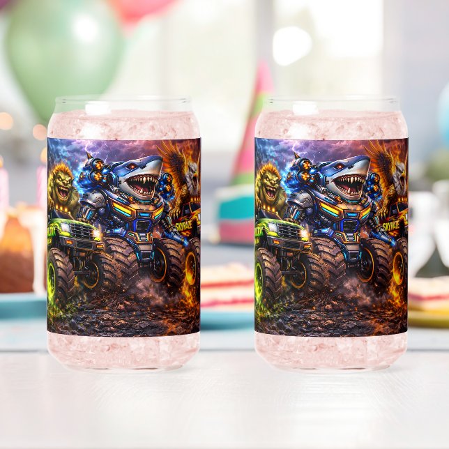 Verres de fête de camion monstre requin de cavalie (Insitu (Anniversaire))