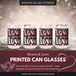 Verres en boîte imprimés Cœurs & Amour