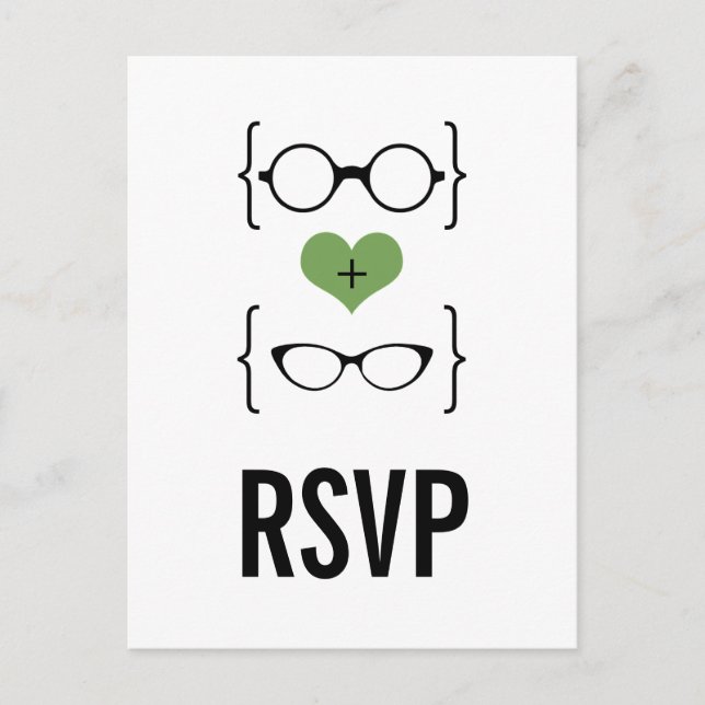 Verres Geeky Vert Carte postale RSVP (Devant)