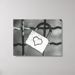 Verrouillage d'amour en toile blanche et noire