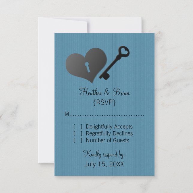 Verrouillage du coeur bleu et carte de réponse clé (Devant)
