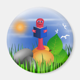 Vers de livre ver de livre Colorful Magnet rond