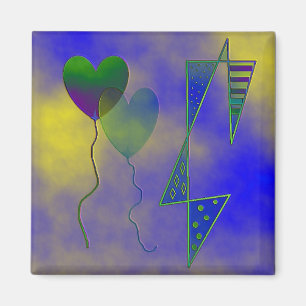 "Vers la lune avec amour" Magnet Carré de 2 pouces