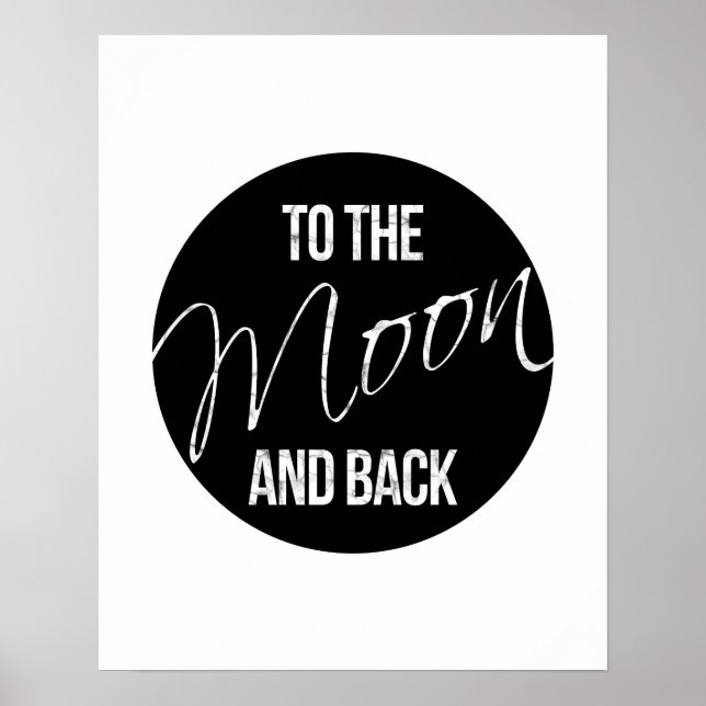 Vers la lune et citation arrière poster d'amour (Devant)