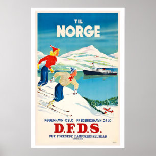 Vers la Norvège Sport Ski Vintage Sport Affiche