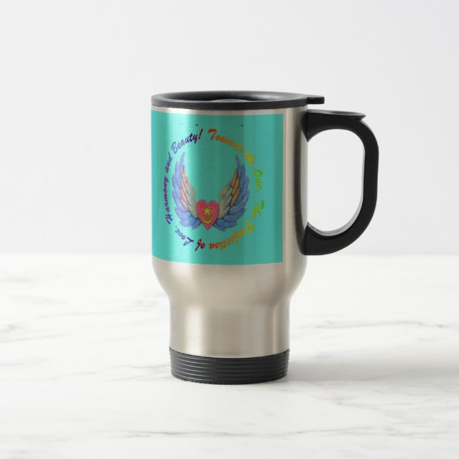 Vers l'une tasse d'arrière - plan de turquoise (Droit)