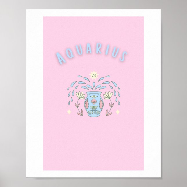 Verseau Aquarius rose, impression signe du zodiaqu (Devant)