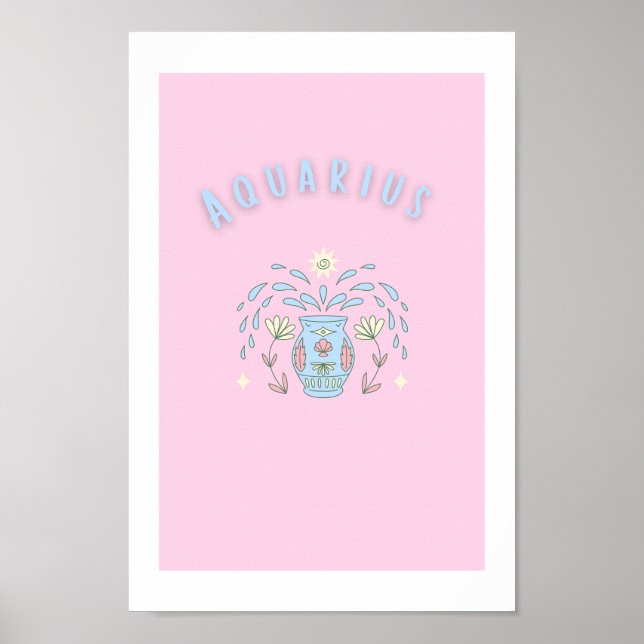 Verseau Aquarius rose, impression signe du zodiaqu (Devant)
