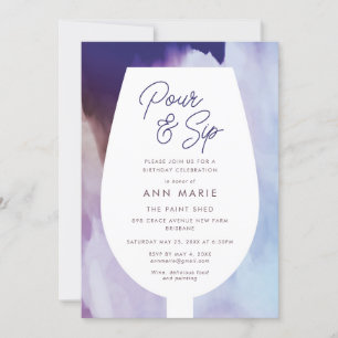 Verser et Sip Vin et Painting Party Invitation