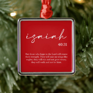 Verset Bible de Noël Rouge Ornement en métal