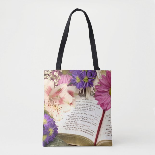 Verset Bible Floral Sac fourre-tout d'impression (Devant)