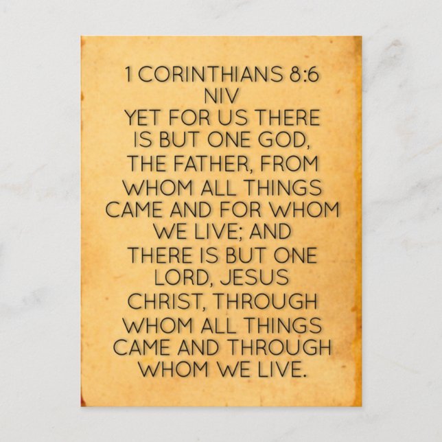 Verset biblique 1 Corinthiens 8:6 Carte postale (Devant)