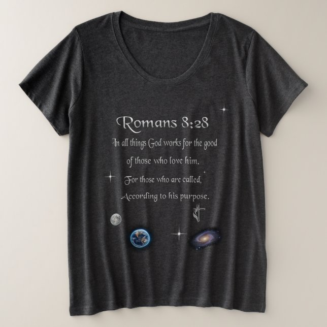 verset biblique chrétien Romains 8:28 (Design devant)