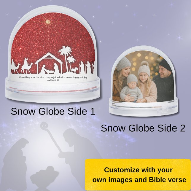 Verset biblique de Noël de l'étoile de la Nativité (Matthew 2:10 Christmas snow globe)