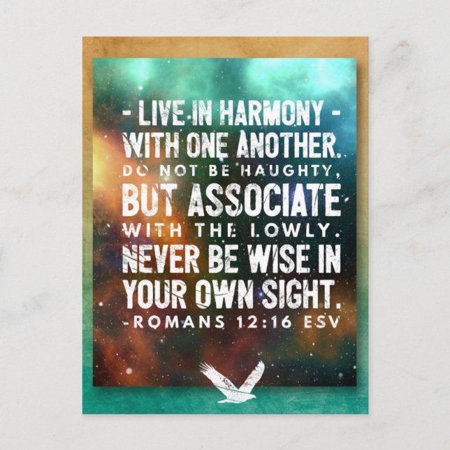 Verset biblique Romains 12:16 Carte postale (Devant)