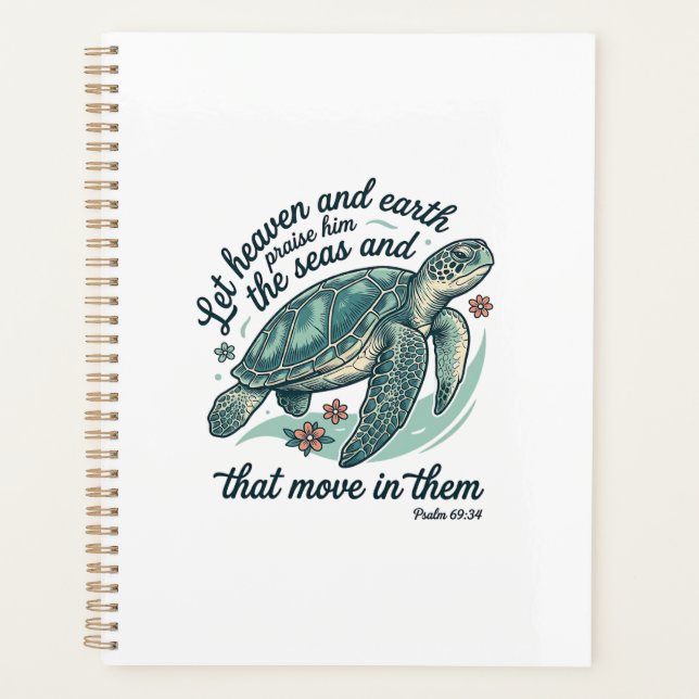 Verset de la Bible Tortue de Mer Dessin de Gravure (Devant)