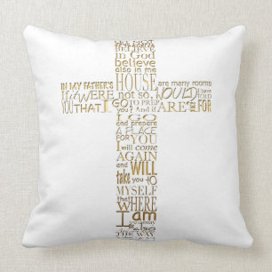 Versets bibliques de Jean 14 Lettres d'or Coussin