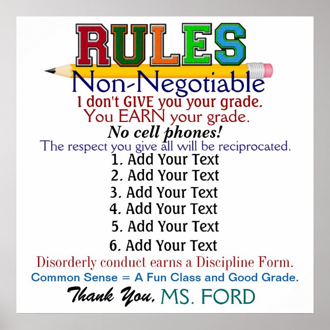 Version 4 Affiche de l'enseignant de l'école (Devant)