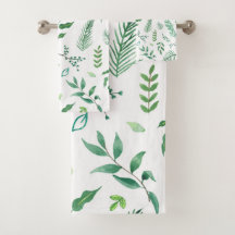 Vert blanc Aquarelle Feuilles botaniques