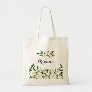 Vert Blanc Automne Floral Bridesmaid Sac fourre-to
