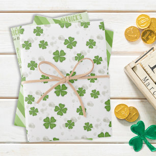Vert blanc quatre feuilles Motif personnalisé