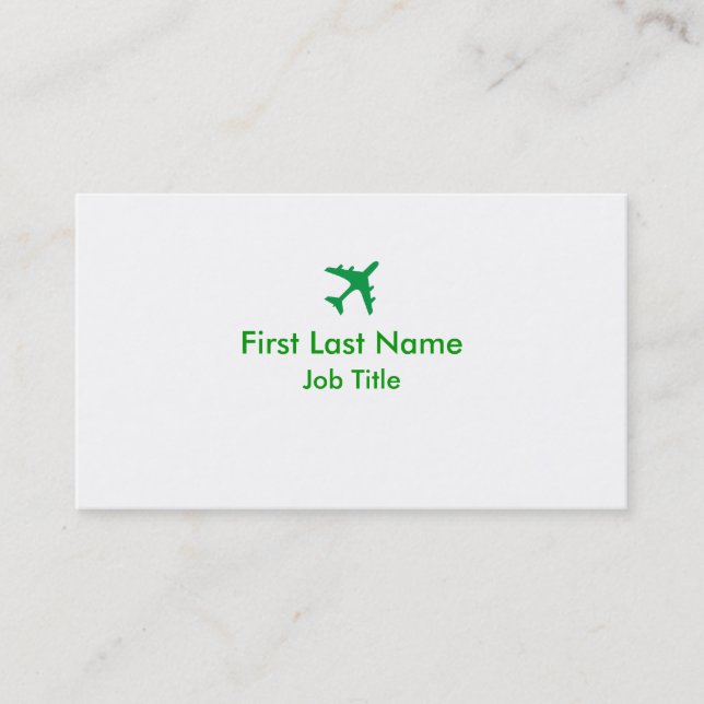 Vert blanc simple avion sur mesure cartes de visit (Devant)
