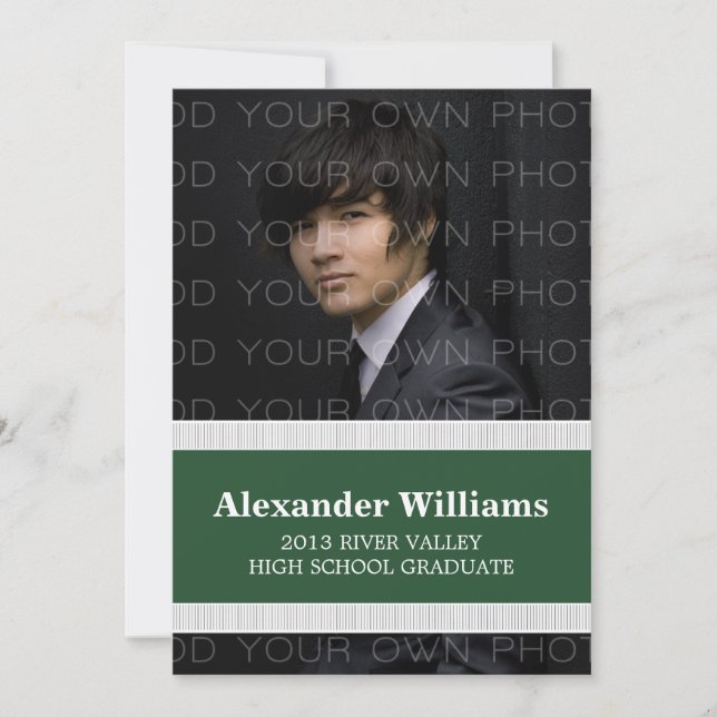 Vert/Blanc Stripes Couleur de l'école Invitation G (Devant)