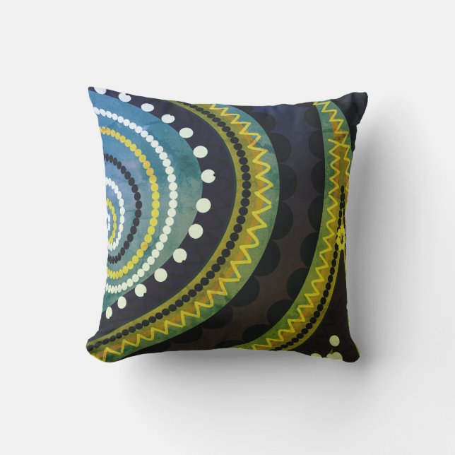 Vert bleu accents sans couture motif coussin extér (Recto)