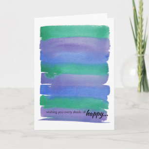 Vert+Bleu Aquarelle Anniversaire Carte pliée