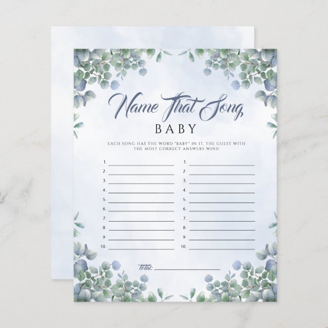 Vert bleu Aquarelle Nom Que Chanson Bébé Jeu (Devant / Derrière)