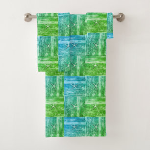 Vert bleu de bois de flottage de motif nautique