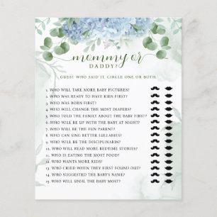 Vert Bleu hydrangea Baby shower maman ou papa