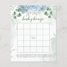Vert Bleu hydrangée Baby Baby shower Bingo