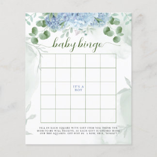 Vert Bleu hydrangée Baby Baby shower Bingo