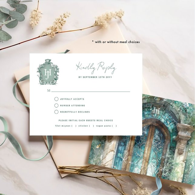Vert bleu Mariage intemporel avec/sans repas RSVP (Créateur téléchargé)