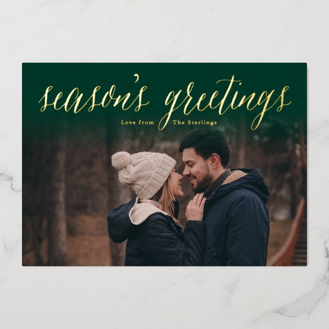 Vert + Bonnes Fêtes à huile Cartes photos (Recto)