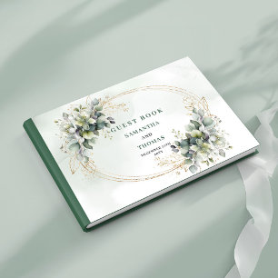 Vert botanique poussiéreux Livre d'or de mariage v
