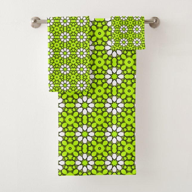 Vert brillant et blanc à motif floral (En situation)